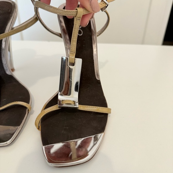 📦 MOVING SALE: ALDO Tan and Silver Strappy Heels - Picture 7 of 8